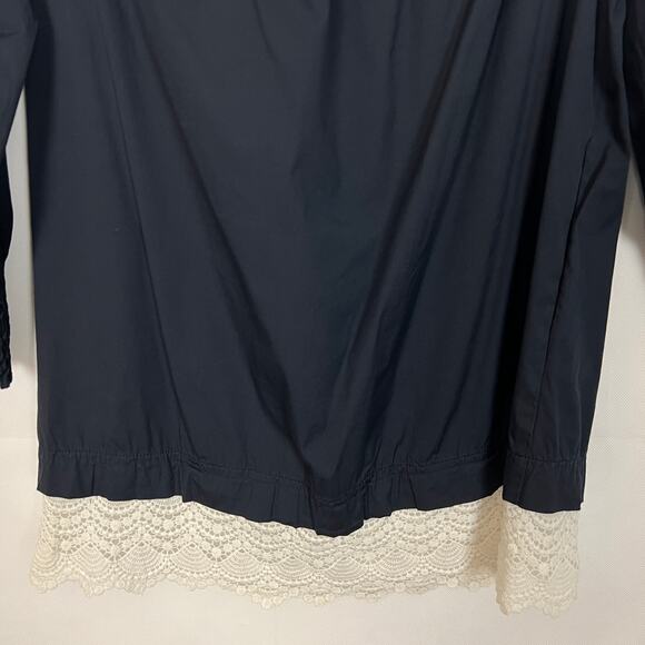 ZARA Off-Shoulder Boho Blue Shift Crochet Hem Dress Size S - Picture 8 of 11